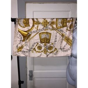 Brooks brothers pink and gold silk neck scarf